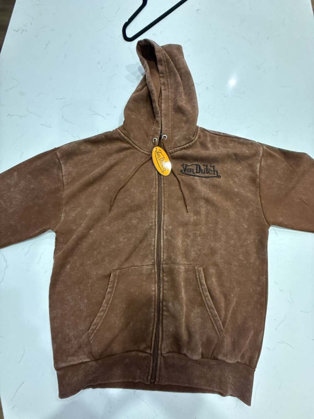 Von Dutch Brown Zip-Up Hoodie